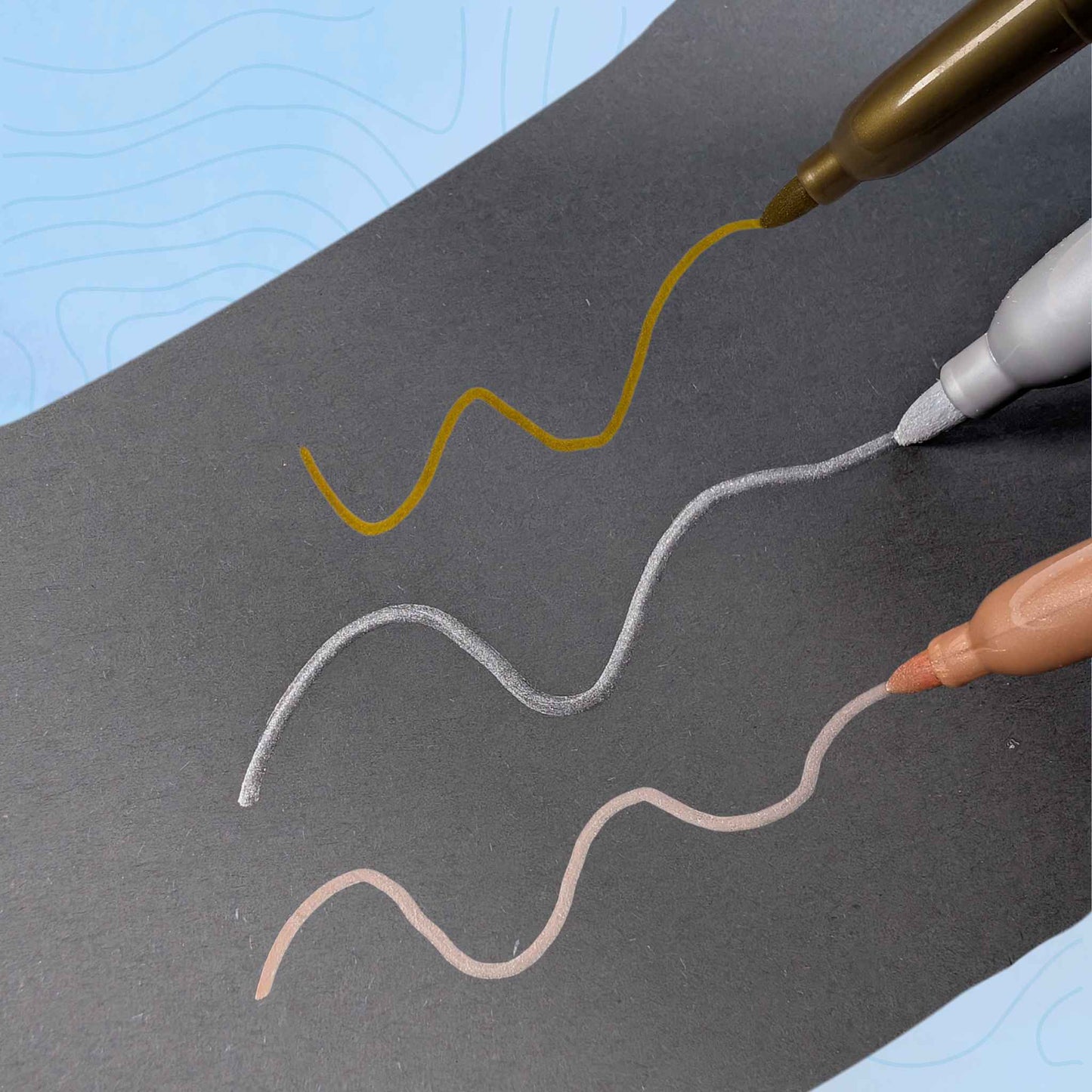 Metallic Marker Pens Non-Toxic Bullet Tip Pack of 3 Gold Silver Bronze