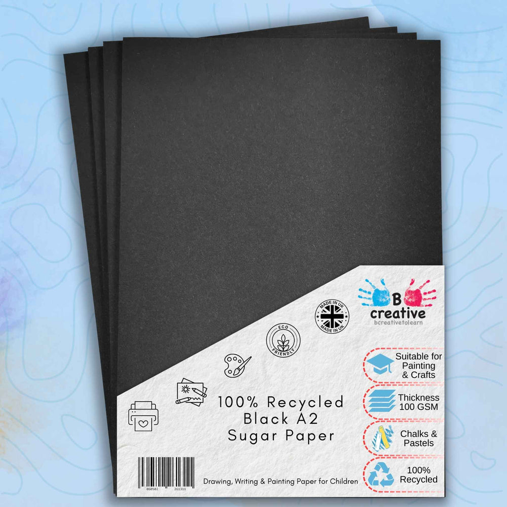 A2 100% Recycled Black Sugar Paper 100gsm Choose Quantity