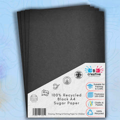 A4 100% Recycled Black Sugar Paper 100gsm