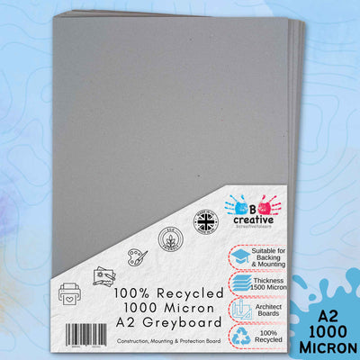 A2 Greyboard – 1000 Micron Heavyweight Sheets for Craft, Art, Backing & Model Making