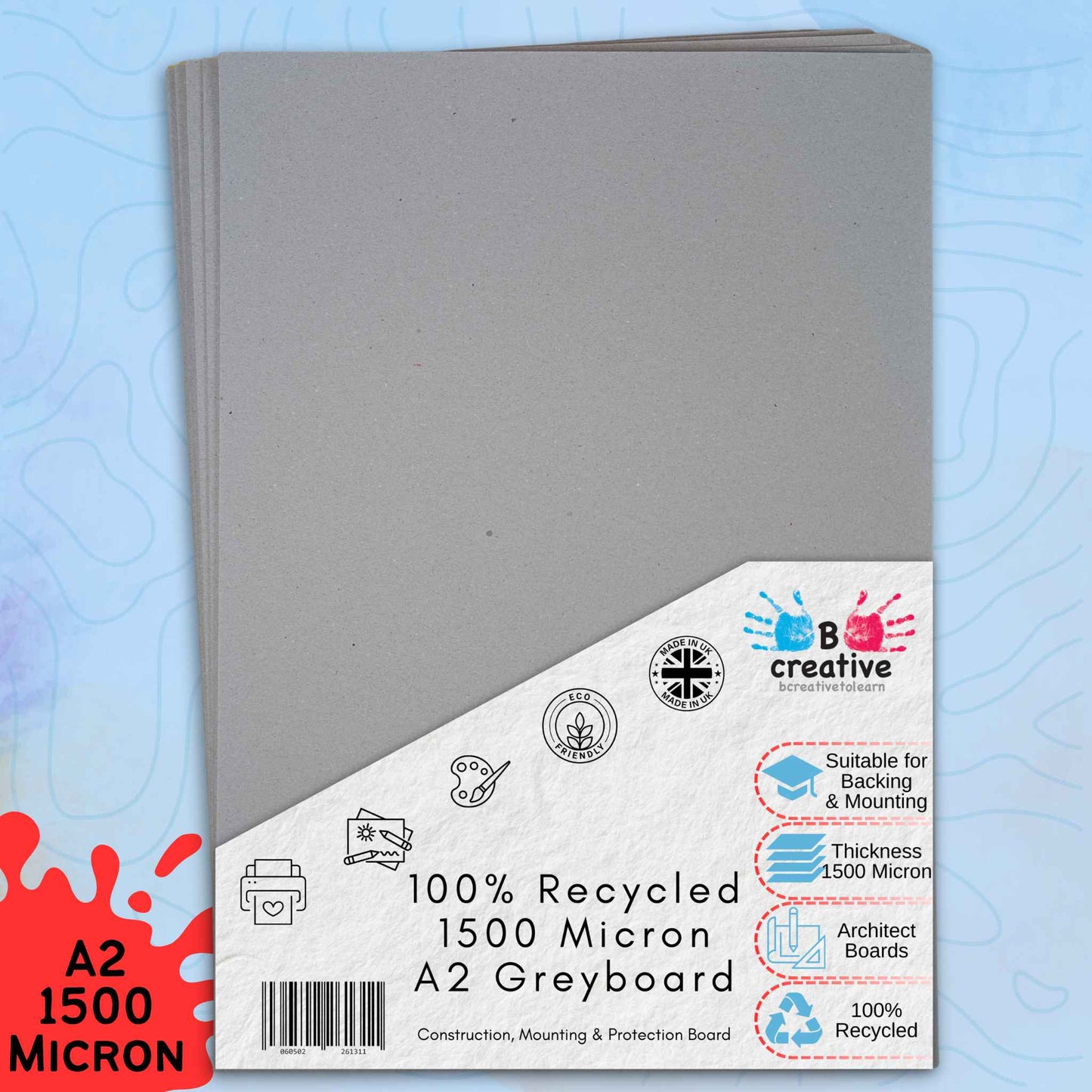 A2 Greyboard – 1500 Micron Heavyweight Sheets for Craft, Art, Backing & Model Making