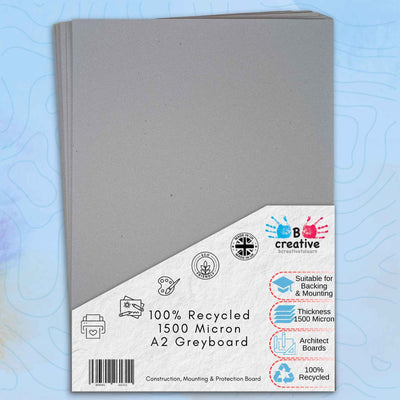 Greyboard A2 – 1500 Micron Heavyweight Sheets for Craft, Art, Backing & Model Making