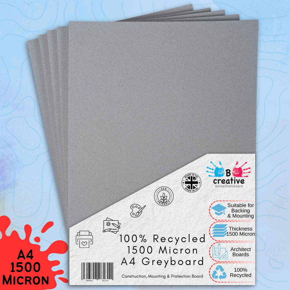 A4 Greyboard – 1500 Micron Heavyweight Sheets for Craft, Art, Backing & Model Making