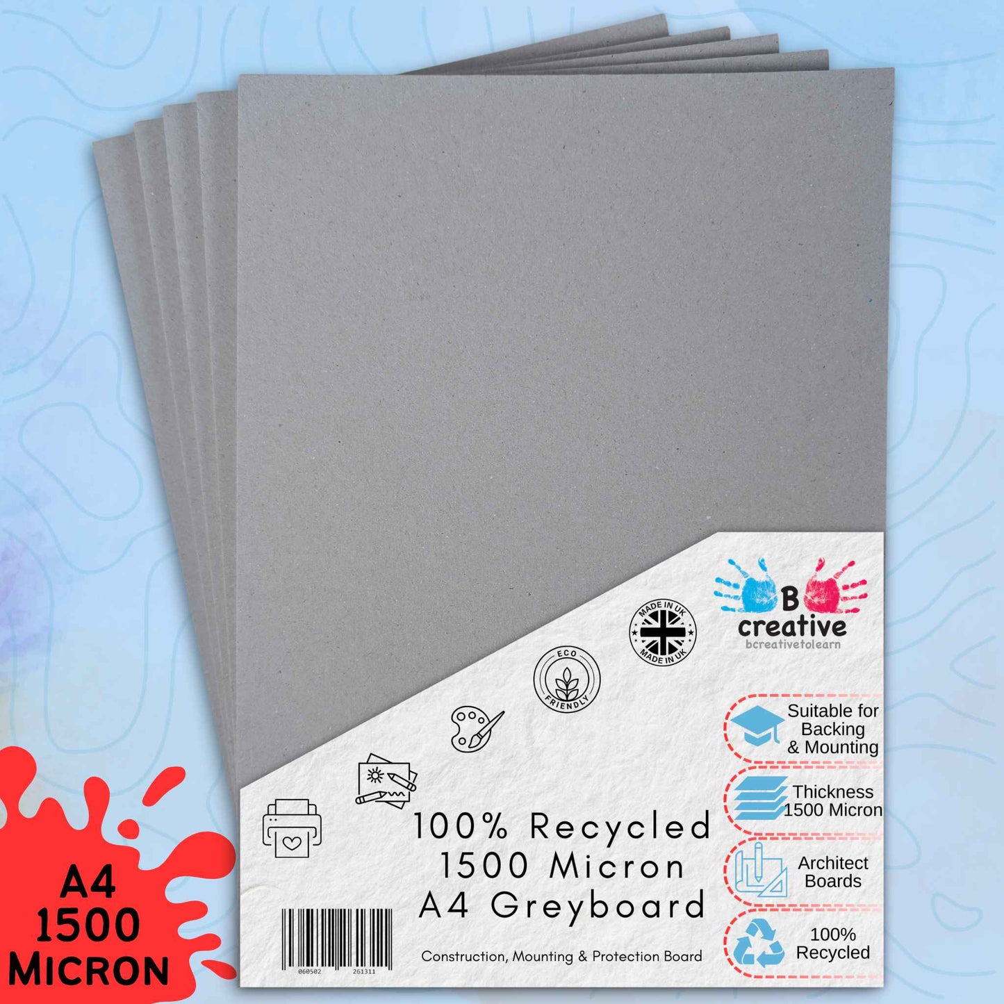 A4 Greyboard – 1500 Micron Heavyweight Sheets for Craft, Art, Backing & Model Making