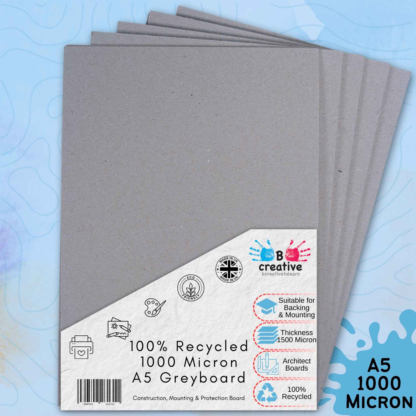 A5 Greyboard Sheets – 1000 Micron (1 mm) Heavyweight | Multiple Pack Sizes, Recycled Craft & Mount Board