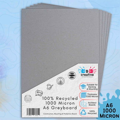 A6 Greyboard – 1000 Micron Heavyweight Sheets for Craft, Art, Backing & Model Making