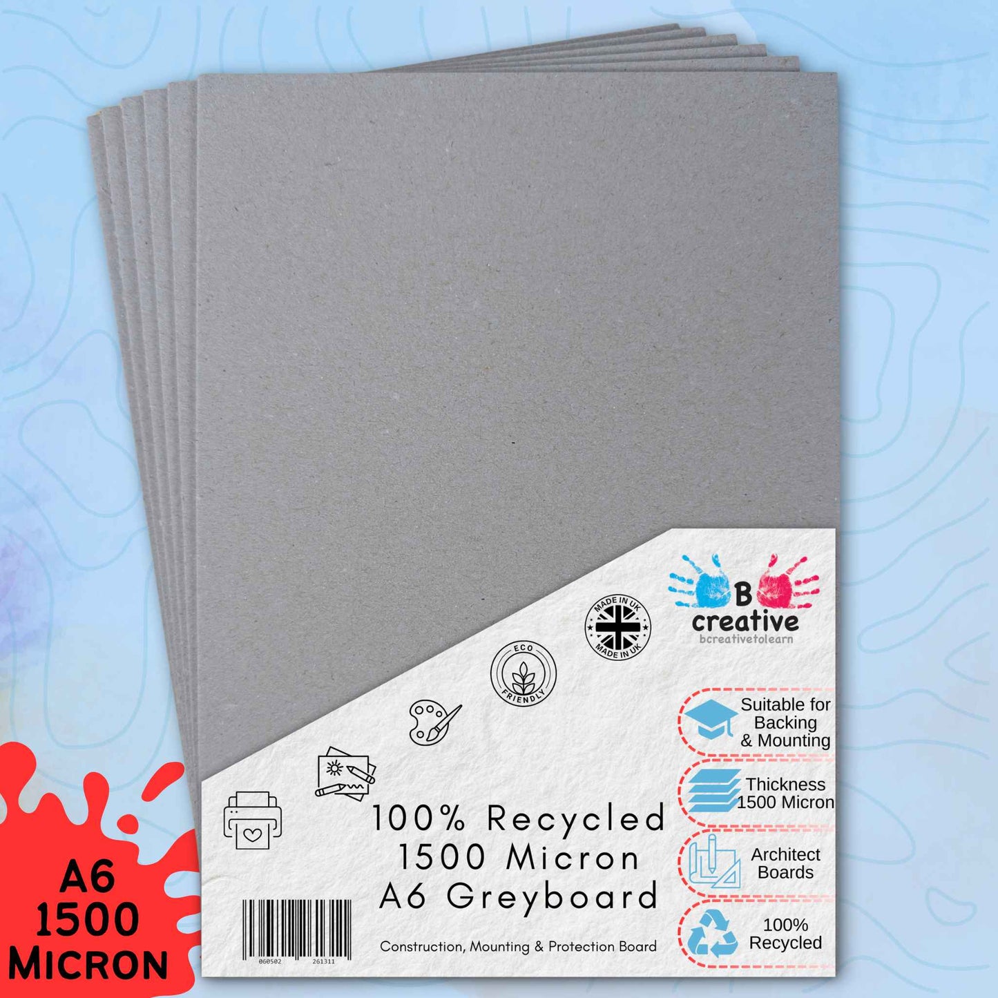 A6 Greyboard – 1500 Micron Heavyweight Sheets for Craft, Art, Backing & Model Making