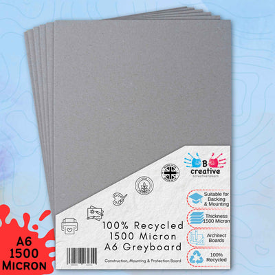 A6 Greyboard – 1500 Micron Heavyweight Sheets for Craft, Art, Backing & Model Making