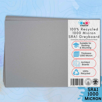 SRA1 Greyboard Sheets – 1000 Micron (1 mm) Heavyweight | Recycled Craft & Mount Board