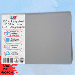 SRA1 Greyboard Sheets – 1500 Micron (1.5 mm) Heavyweight | Pack of 44, Recycled Craft & Mount Board