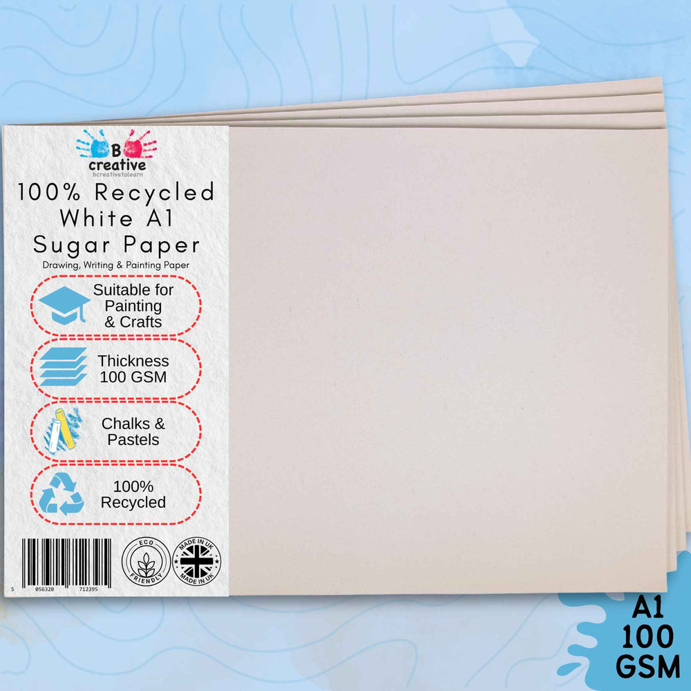 A1 Recycled White Sugar Paper 100gsm Choose Quantity