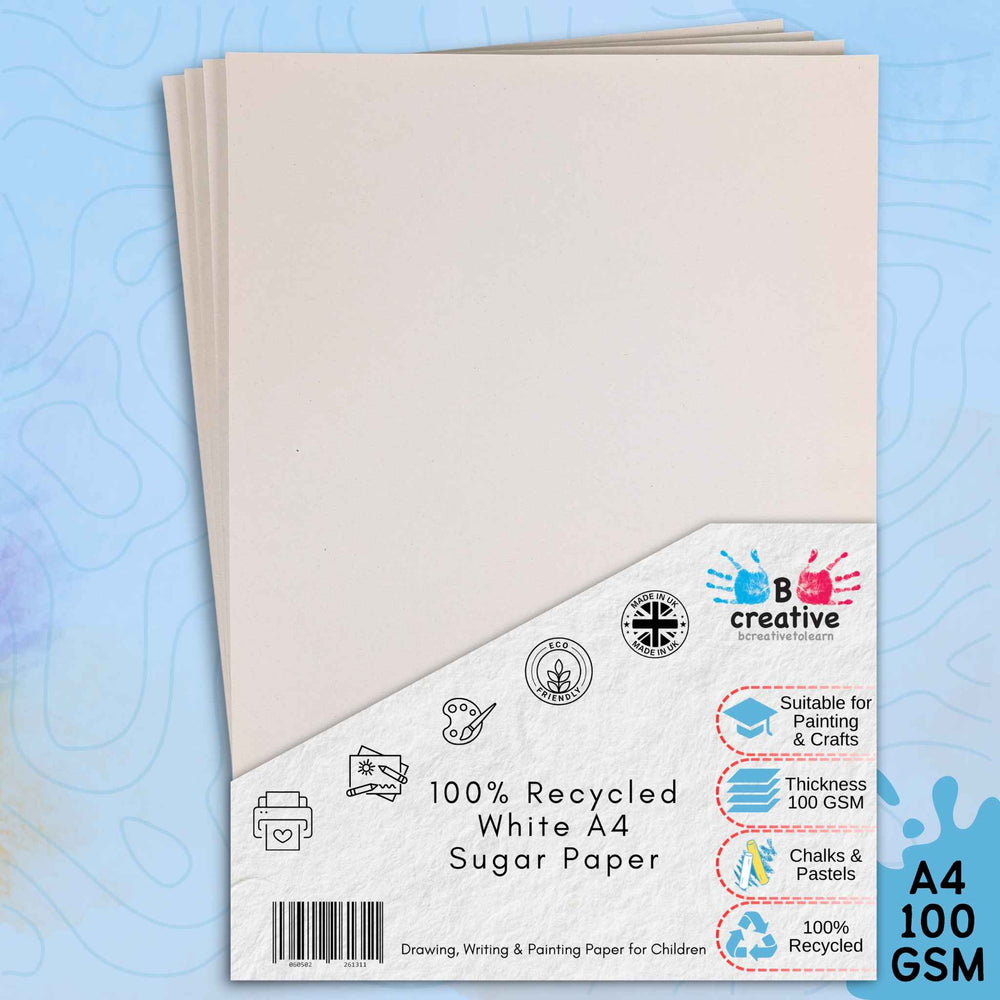 A4 Recycled White Sugar Paper 100 gsm