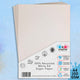 white A4 recycled sugar paper with BCreative packaging on a light blue background