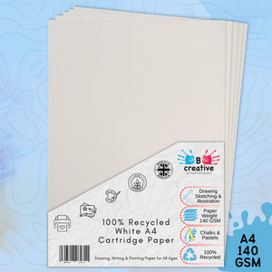 100% Recycled A4 White Cartridge Paper 140gsm Thickness Textured