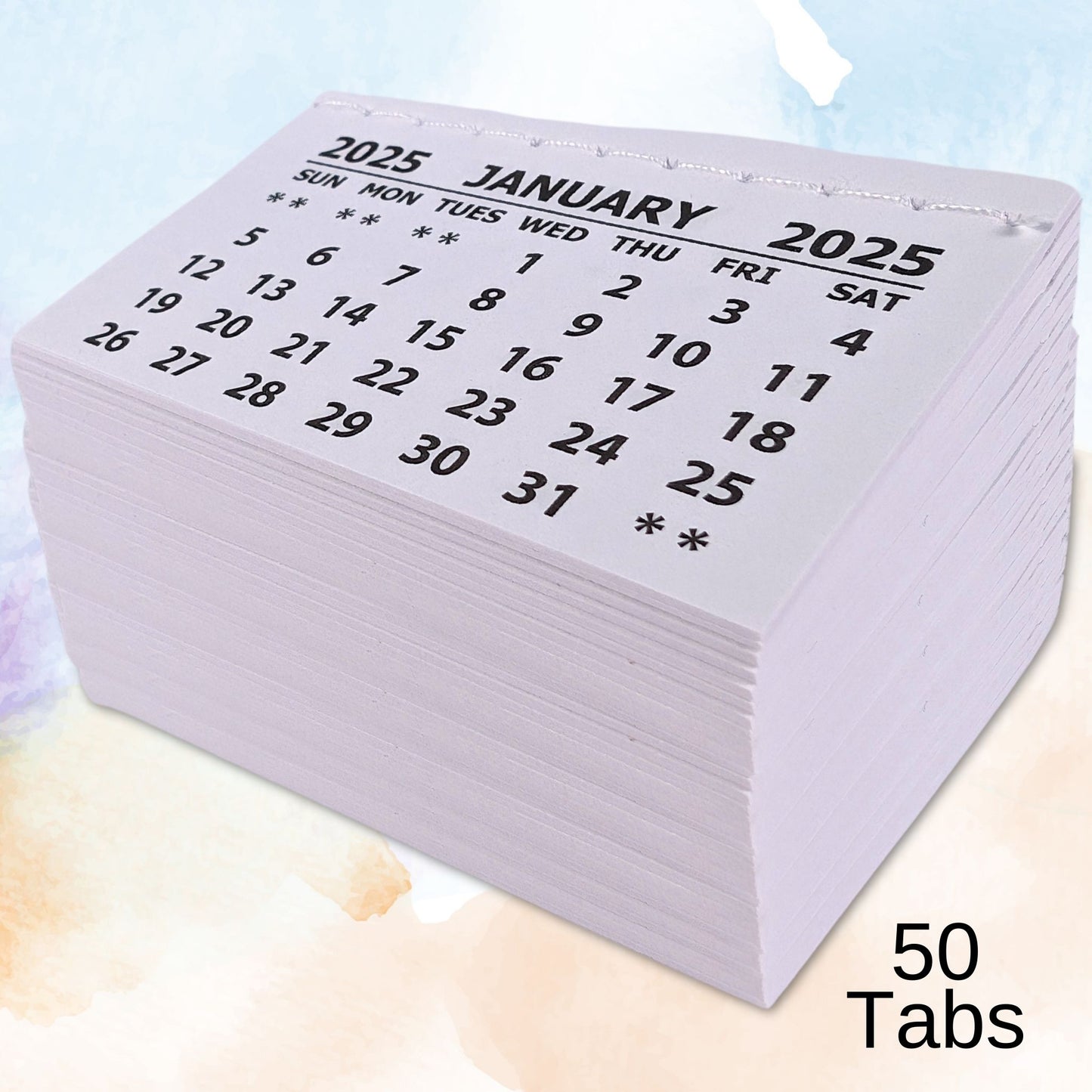 White Stitched Calendar Tabs Pads 2025