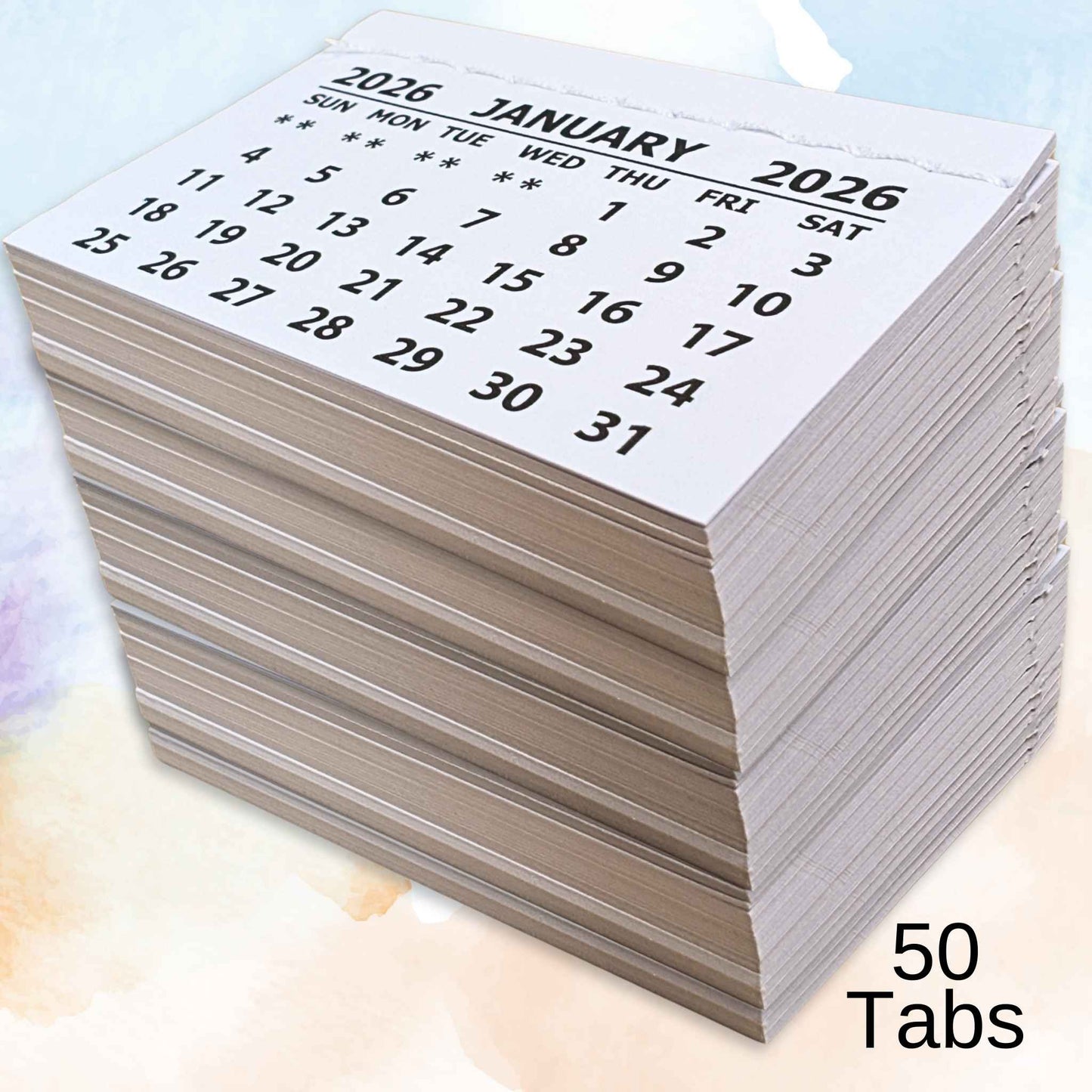 White Stitched Calendar Tabs Pads 2026