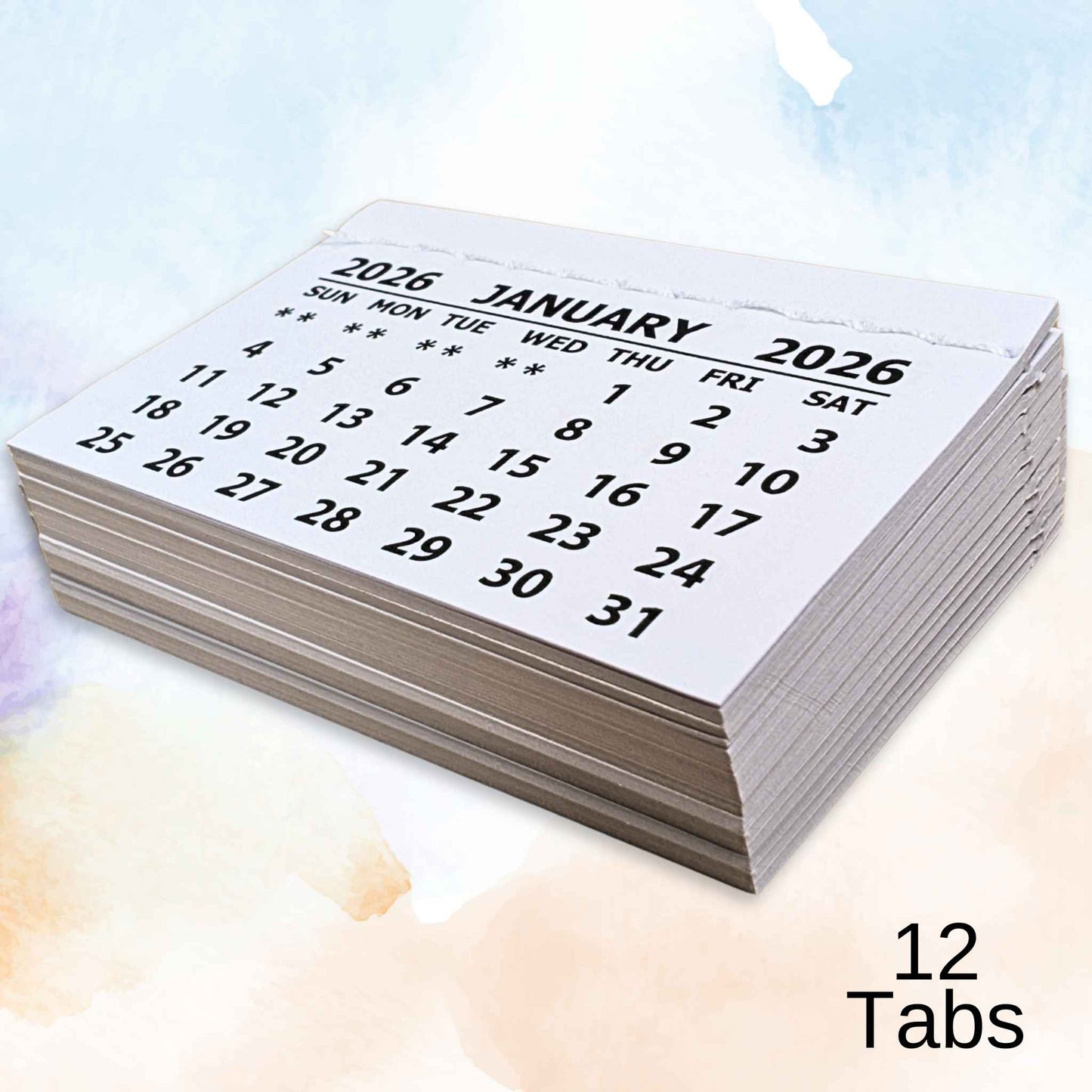 White Stitched Calendar Tabs Pads 2026