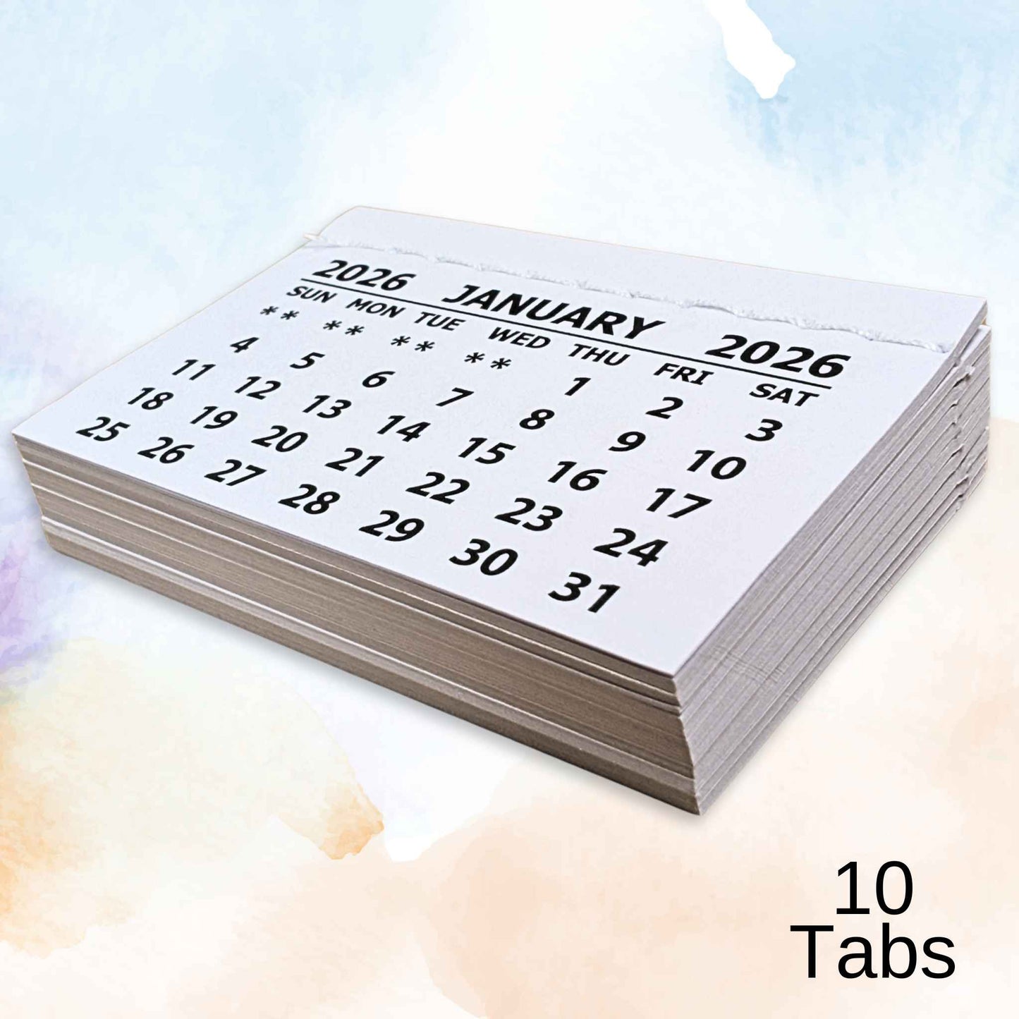 White Stitched Calendar Tabs Pads 2026