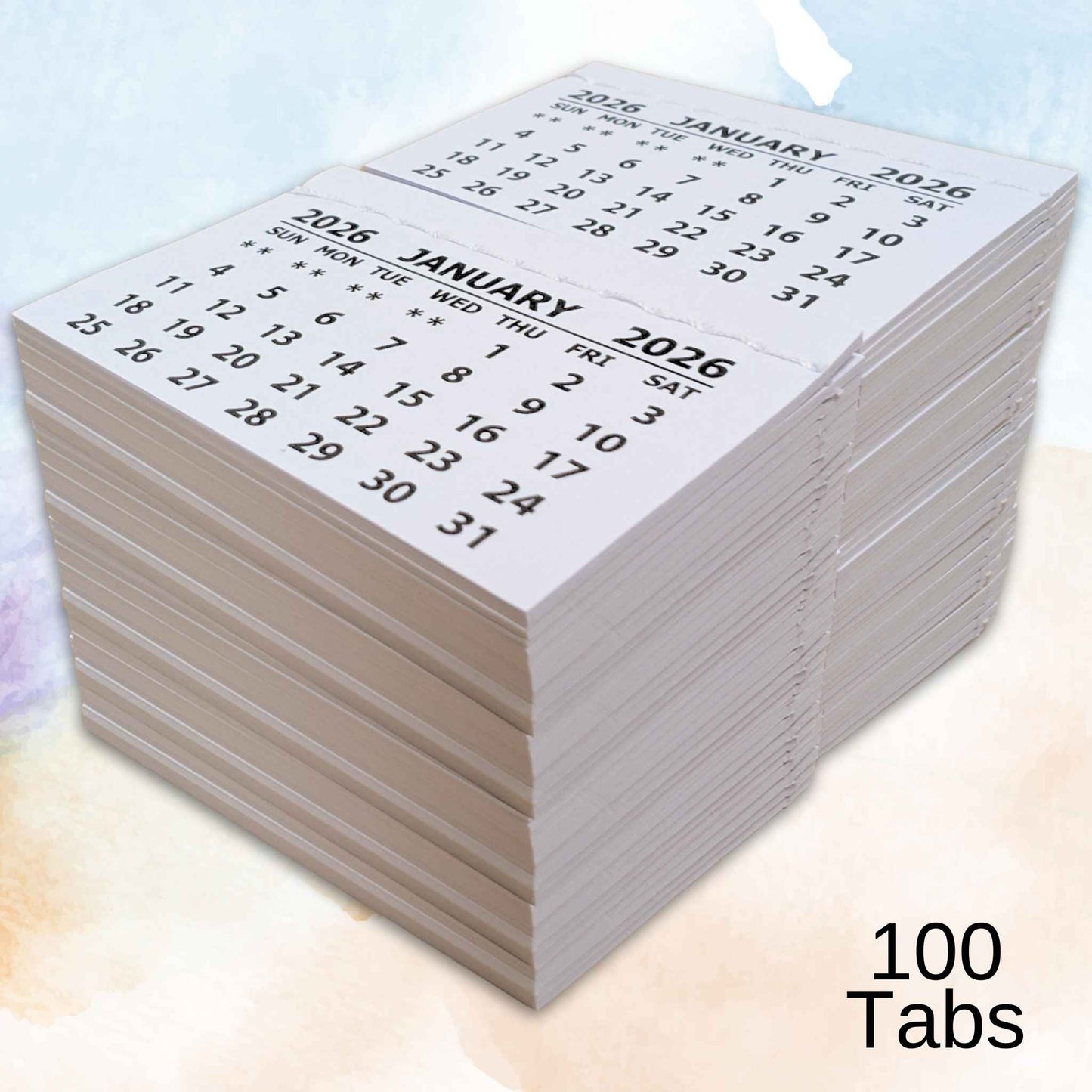 White Stitched Calendar Tabs Pads 2026