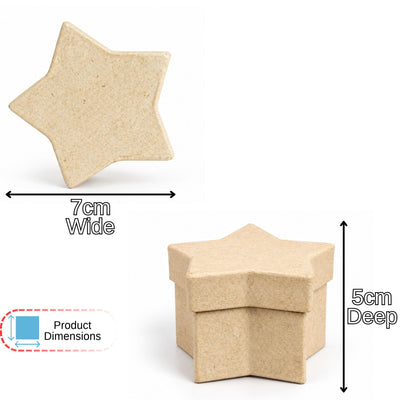 Papier mache star box measuring 7cm wide and 5cm deep