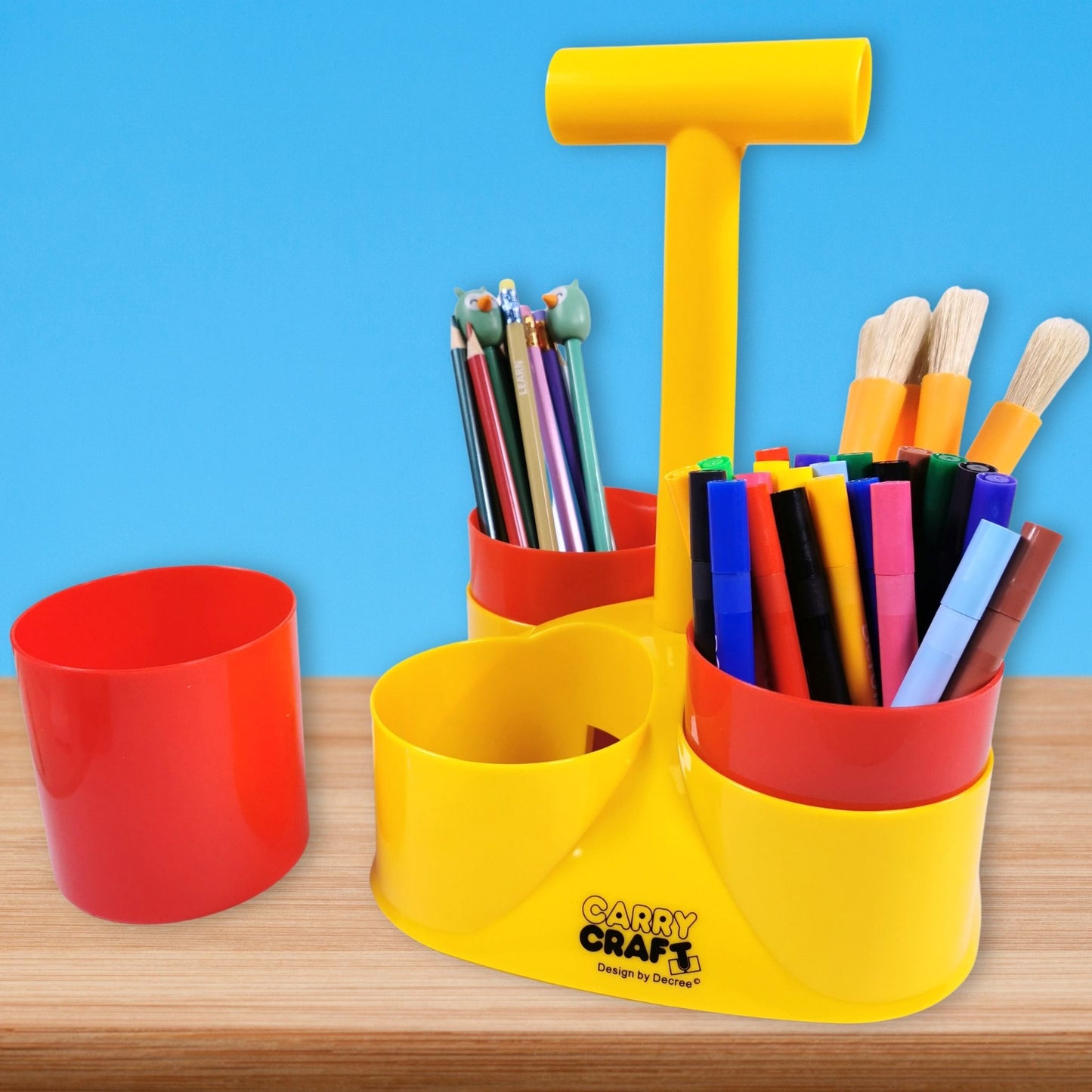 Craft Caddy Stationary Organiser, Paint Brushes, Pencils & Pen Holder, Plastic Storage Desk Tidy