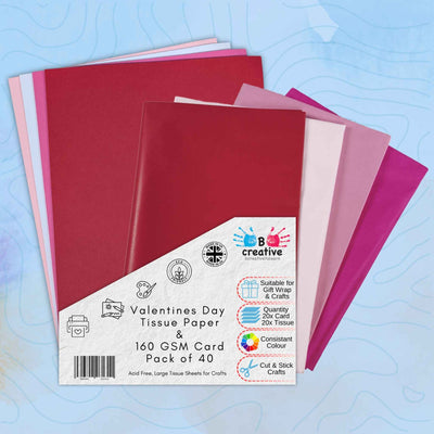 Valentines Day & Mothers Day A4 Card & Tissue Paper Bundle