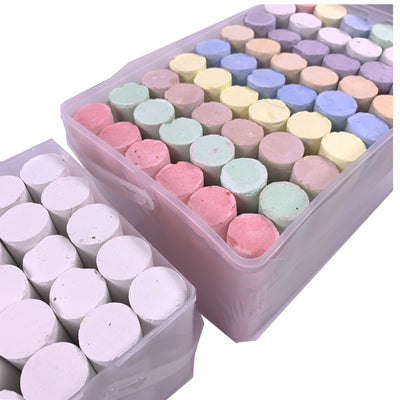 Jumbo Outdoor Chalk Set – 72 Chunky Sidewalk Chalks in White & Colour – Washable, Easy Grip, Ideal for Blackboards, Pavements and Play