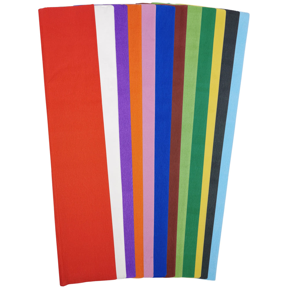 12 Assorted Large Crepe Paper Sheets For Flower Crafting & Gift Wrapping 50cm x 300cm