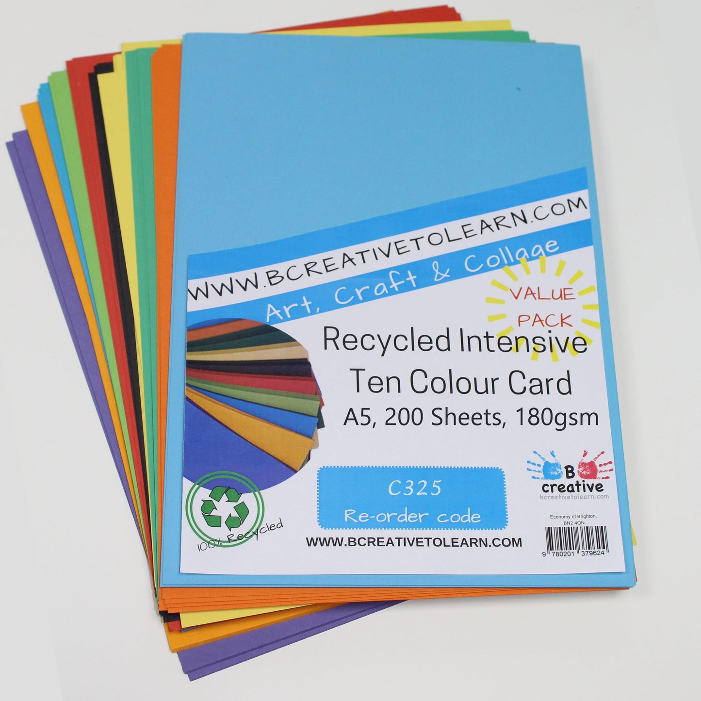 100% Recycled A5 Ten Intensive Colour Card 180gsm