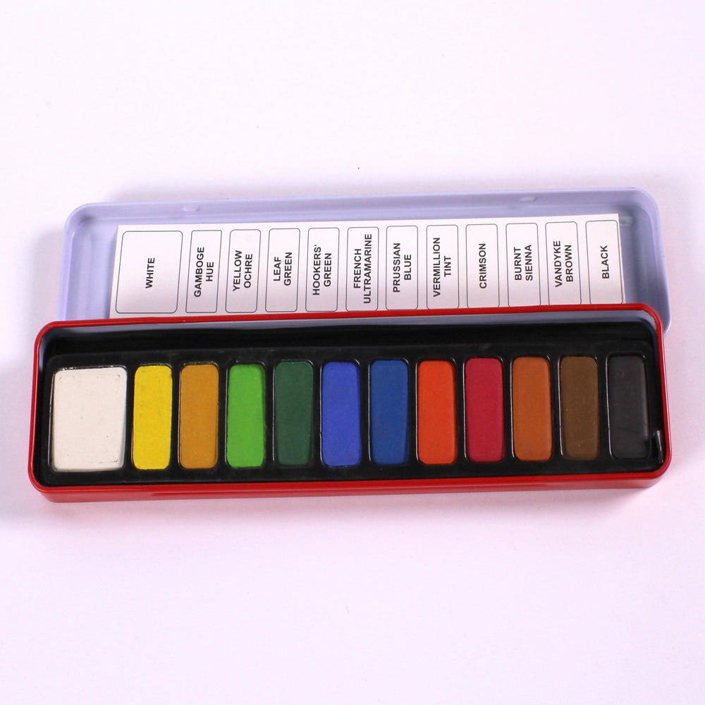 12 Block Watercolour Tin