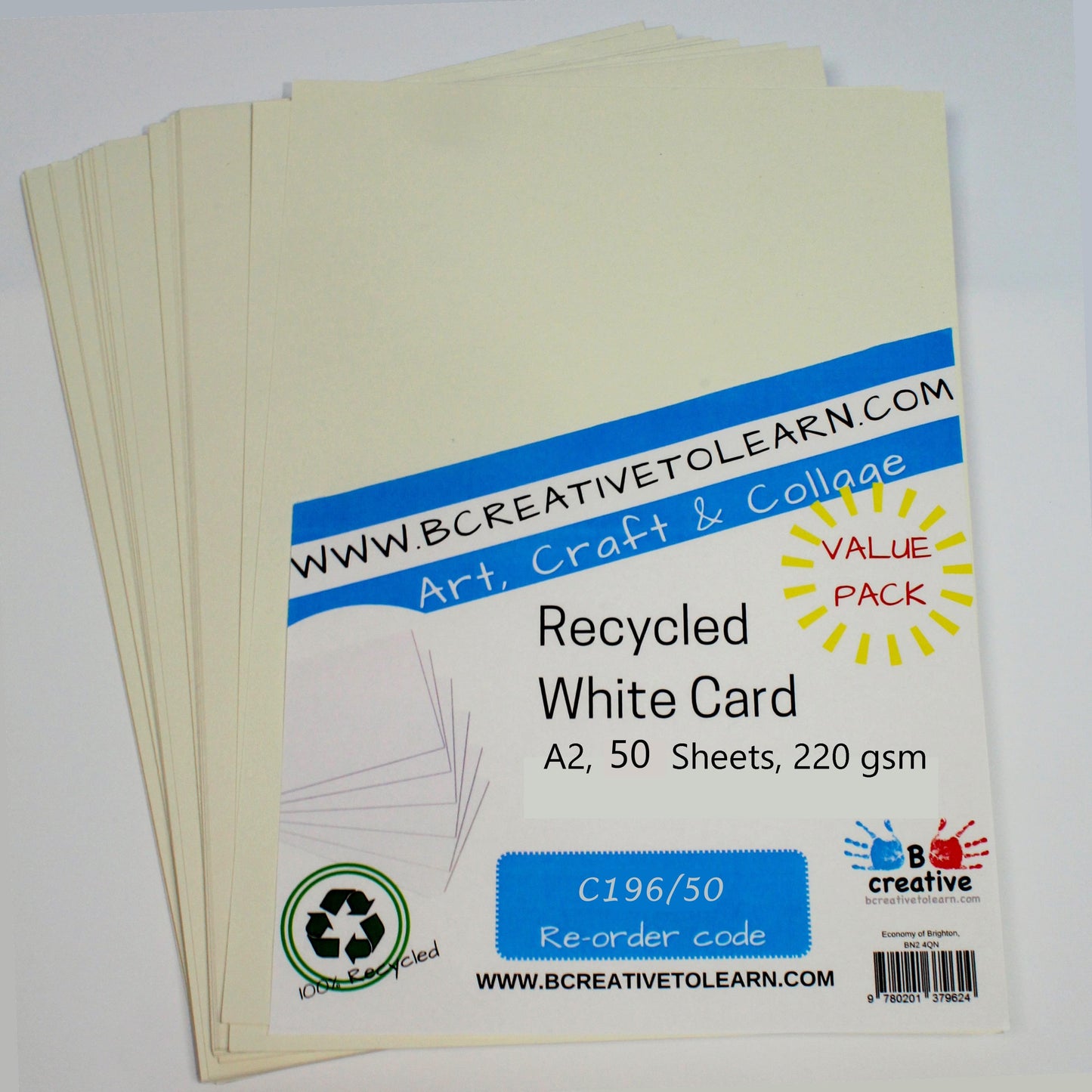 100% Recycled A2 White Card 220gsm Sheets