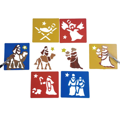 Nativity Scene Stencil Art Set for Children Reusable Pack of 6