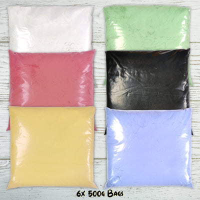 Assorted Colour Powder Paint Set, Pack of 6x 500g Non Toxic Paint Powder Bags