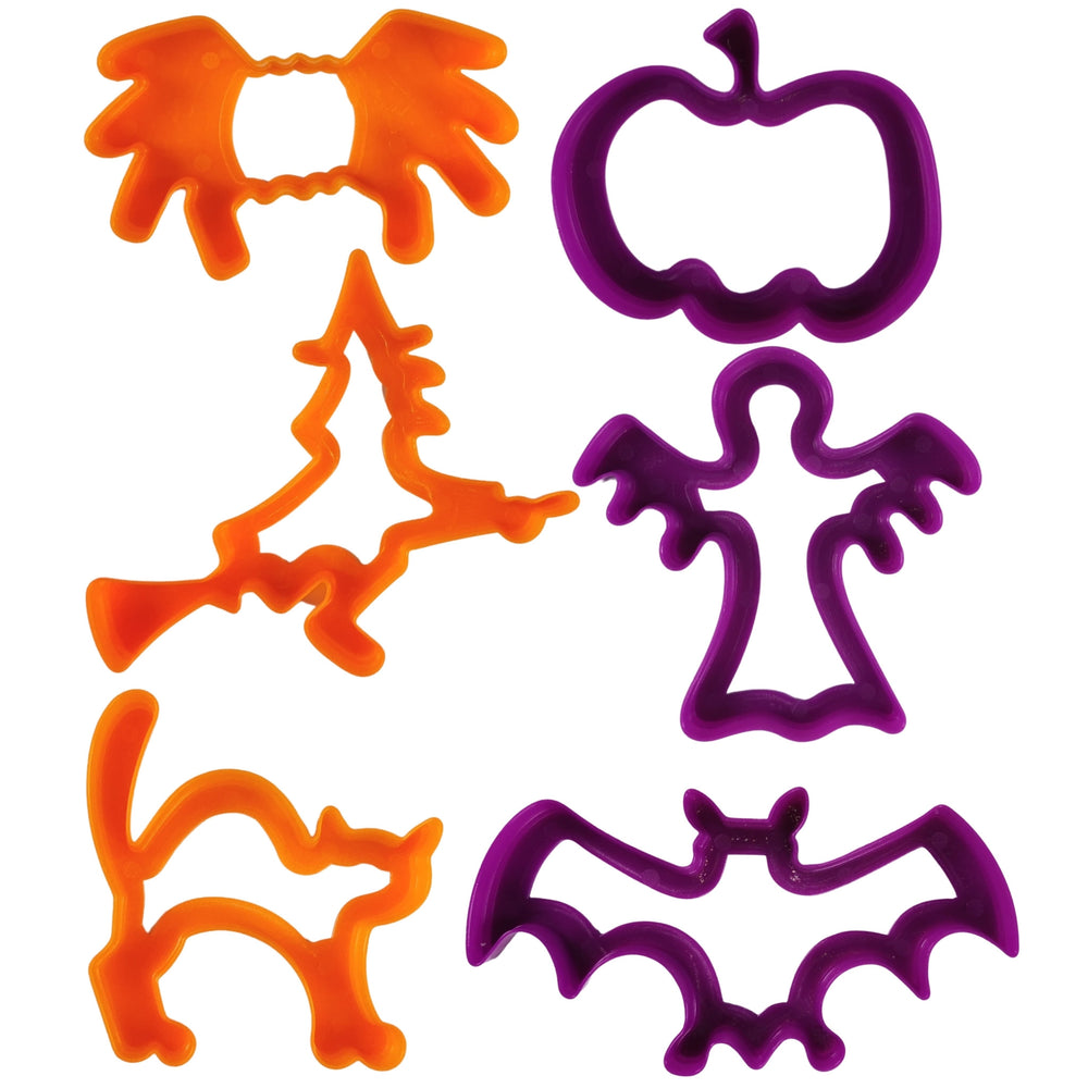 Plastic Halloween Dough Cutters Pack of 6 for Playdough & Baking