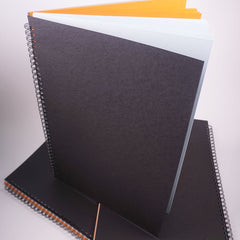 Oversize A4 Hardback Project Book Black Cover 20 Blue & Orange Pages