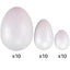 White Polystyrene Eggs Mix Sizes Pack of 30