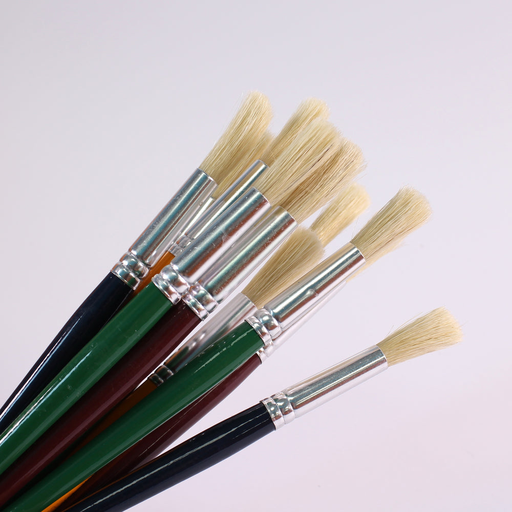 Assorted Colour Round Tip Hog Bristle Brushes Size 18