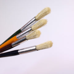 Assorted Colour Round Tip Hog Bristle Brushes Size 12 Pack of 4