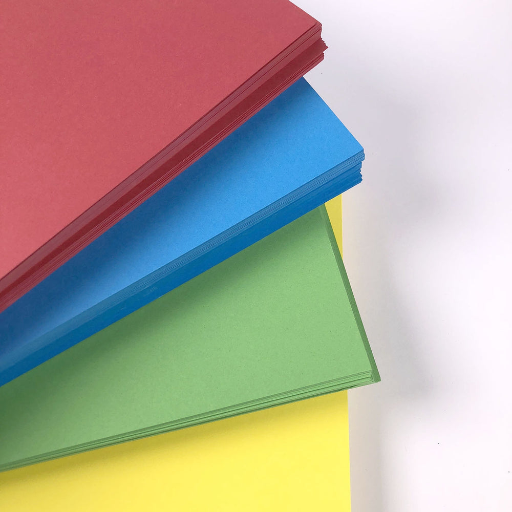 Bright SRA4 Coloured Card 100 sheets 230 micron 4 Colours Red Green Blue Yellow