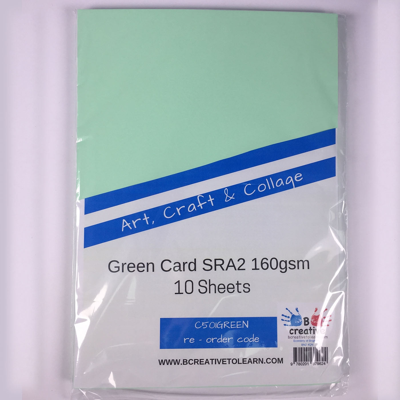 10 sheets SRA2 card green