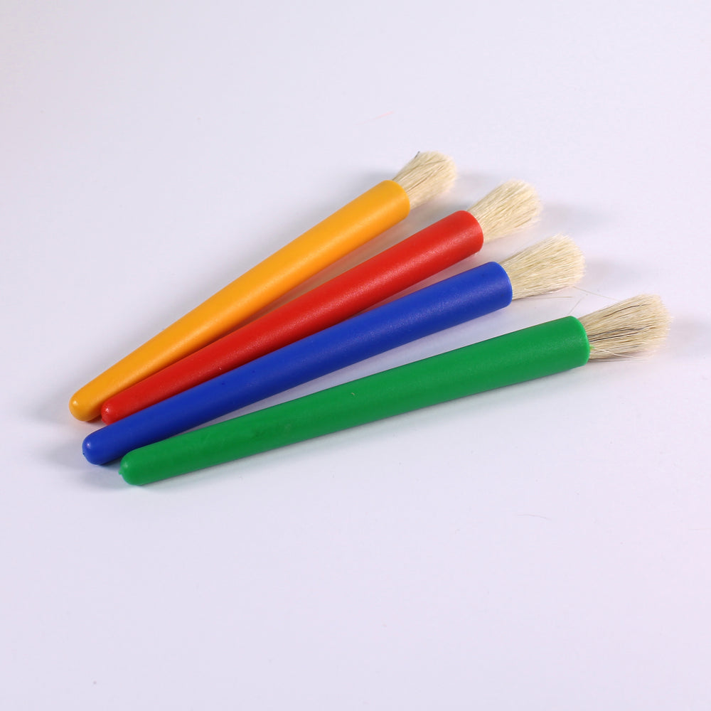 Assorted Colour Plastic Handle Chubby Hog Bristle Brushes