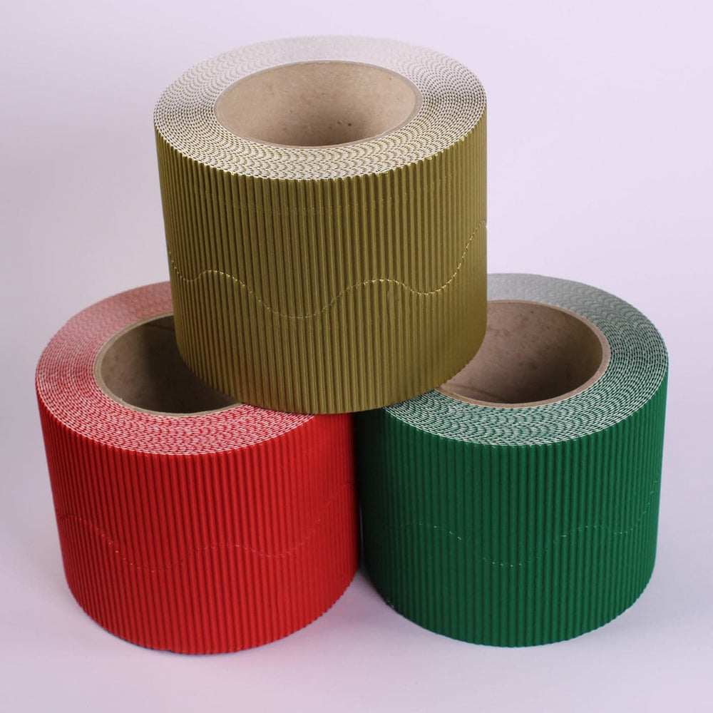 Traditional Christmas Corrugated Border Roll Pack of 3