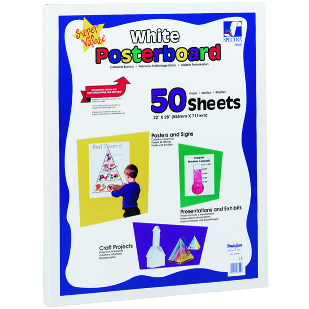 White Posterboard Pack of 50 - 558mm x 711mm