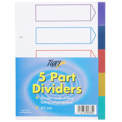 A5 Plastic Dividers 5 Part