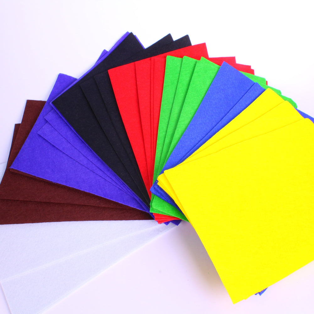 A4 Felt Sheets Assorted Colours Pack of 50