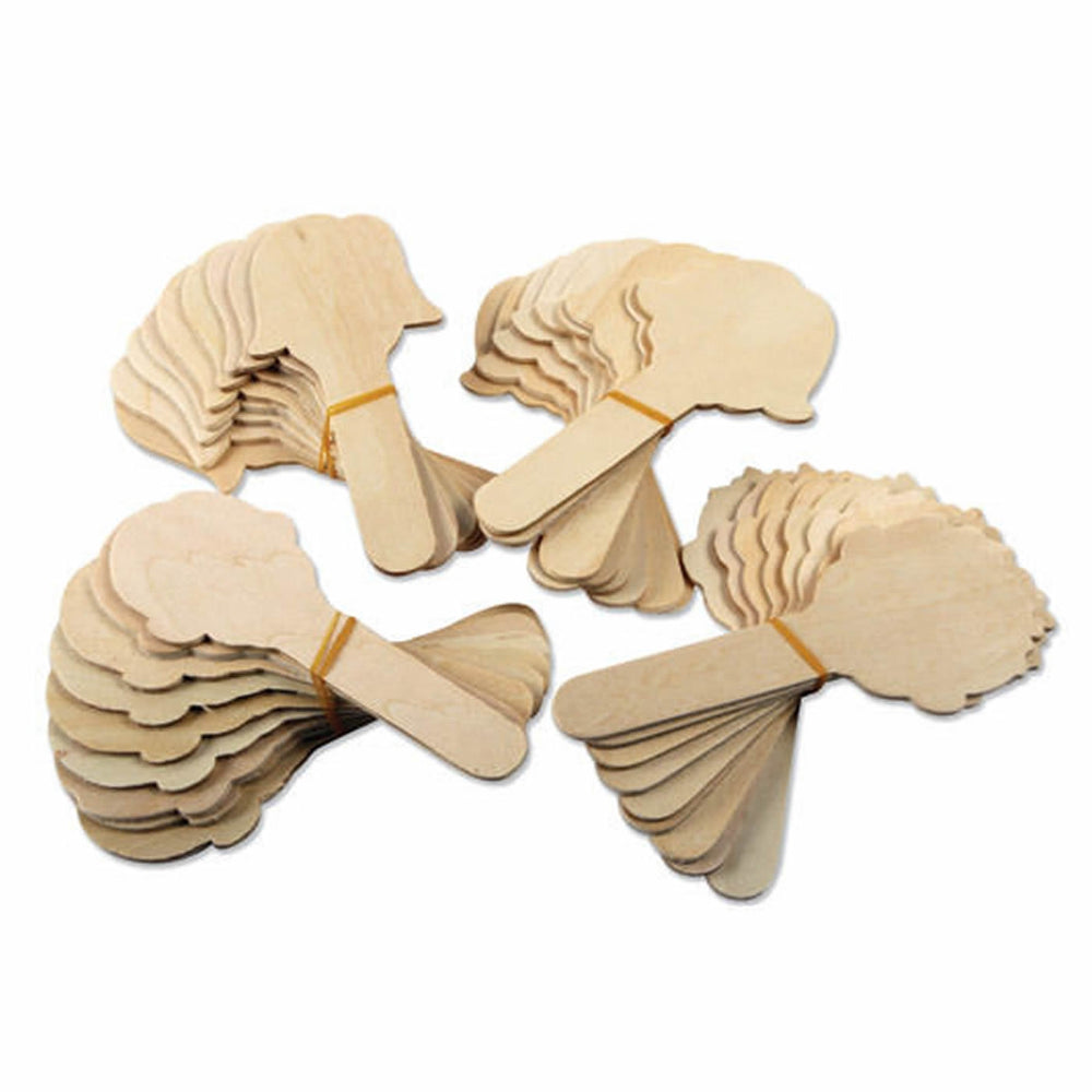 Wooden Face Shaped Lolly Sticks Pack of 36