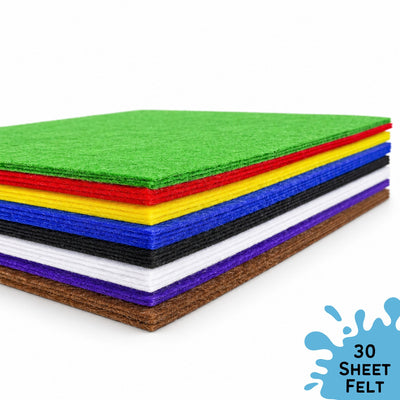 30 coloured craft felt sheets in 8 colours, 20 x 30cm