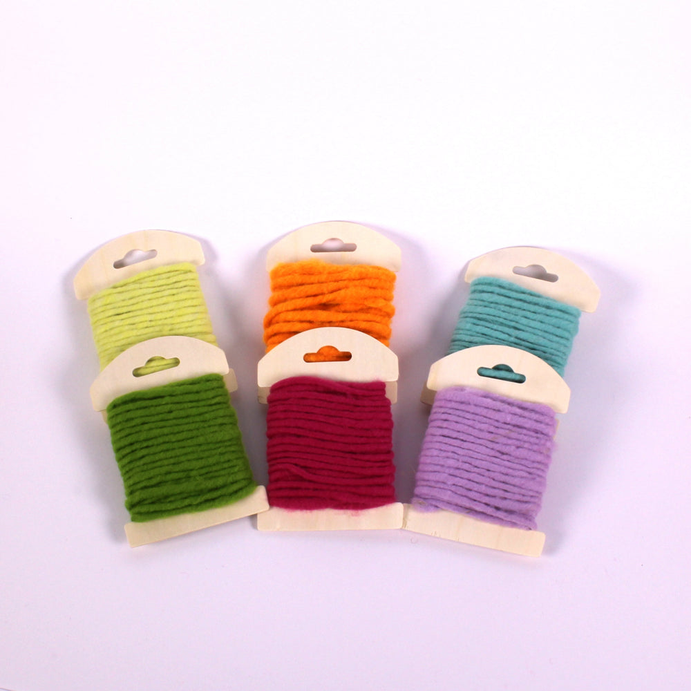 Assorted Colour Felt String Wool Cord 5m Pack of 6