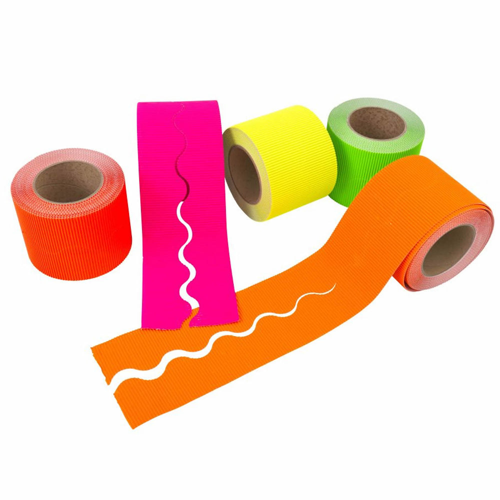 Fluorescent Corrugated Scalloped Border Rolls Set of 5