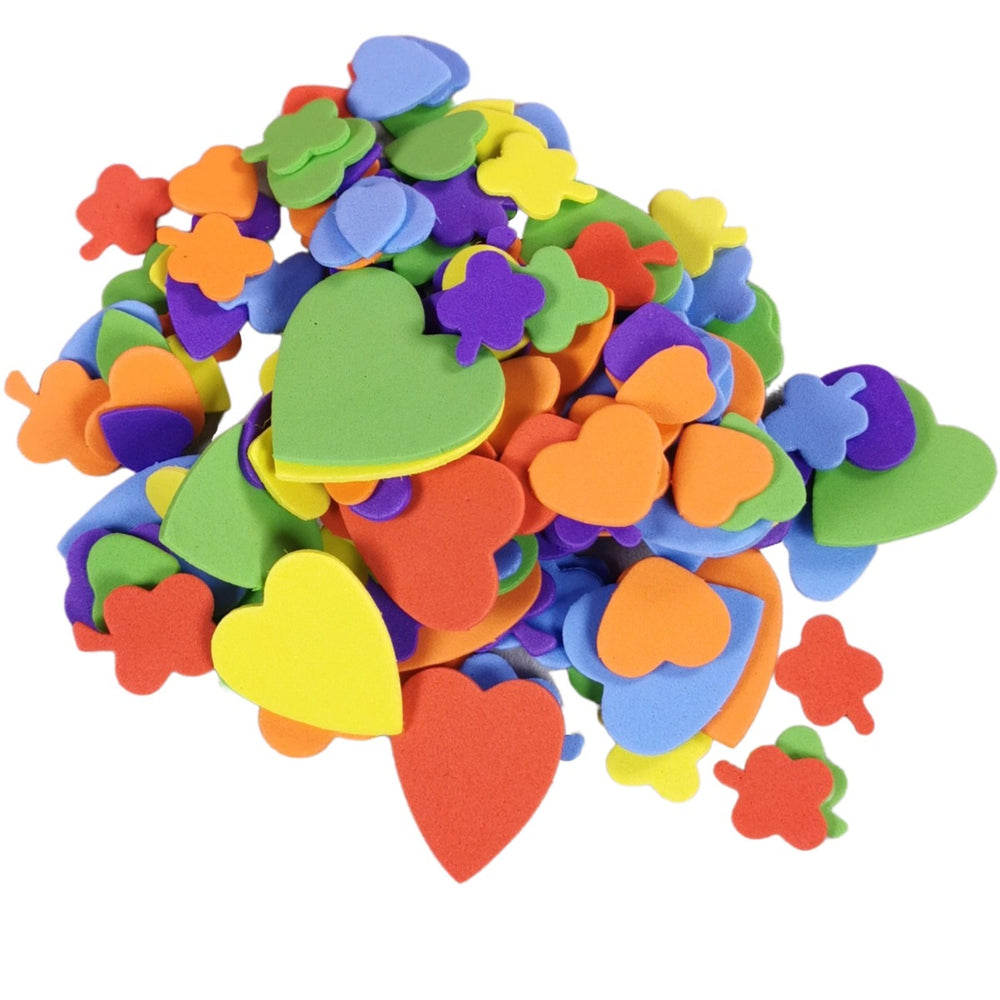 Assorted Colour Foam Heart & Flower Shapes Pack of 250